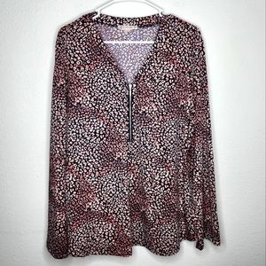 Nanette Lepore Animal Print Blouse V-Neck Stretchy XL
